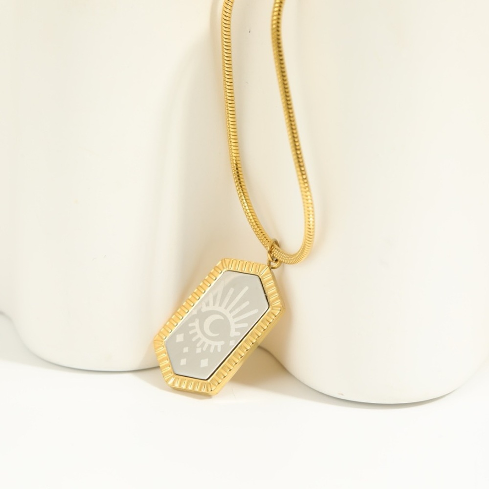 Moon & Sun eye silver pendant gold necklace